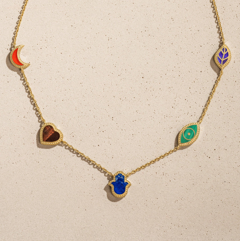 Sublime Beauty Multi-Symbol & Multi-Gemstone Necklace