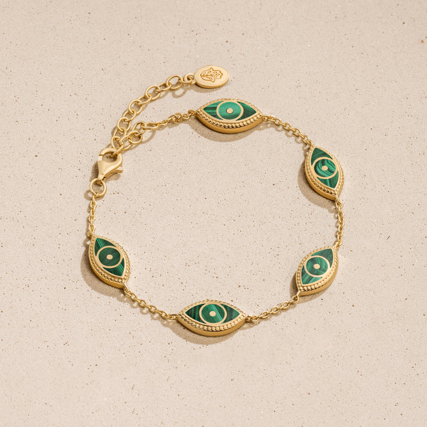 Spiritual Connection Malachite Evil Eye Bracelet