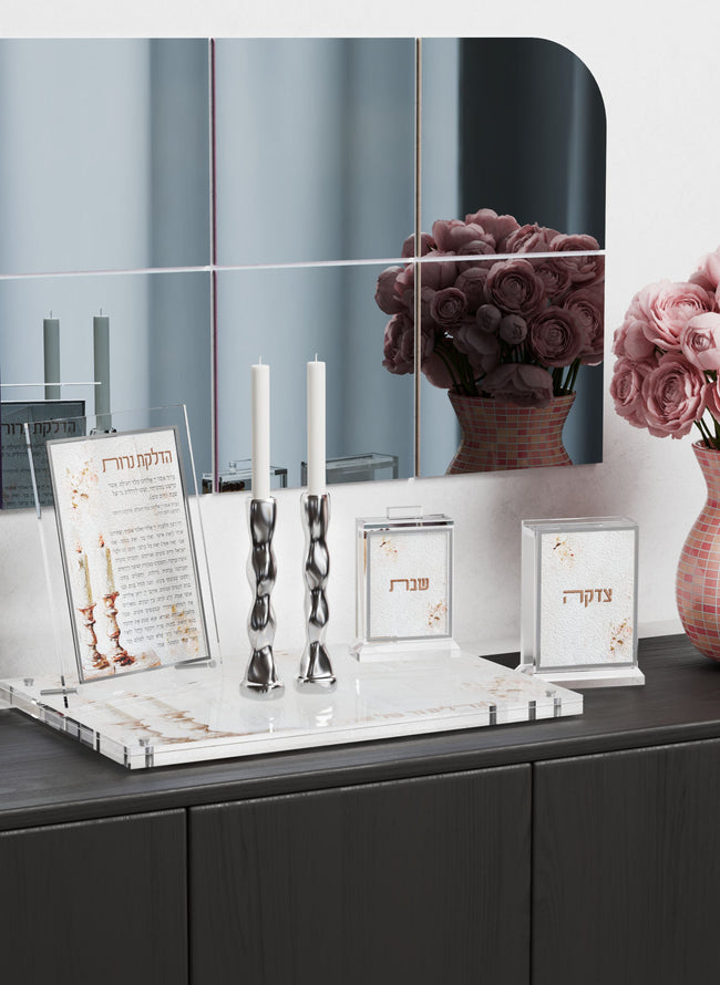 Leatherite Artwork Tzedakah Box - Blush Rose