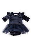Light Navy Velvet Tutu Bodysuit