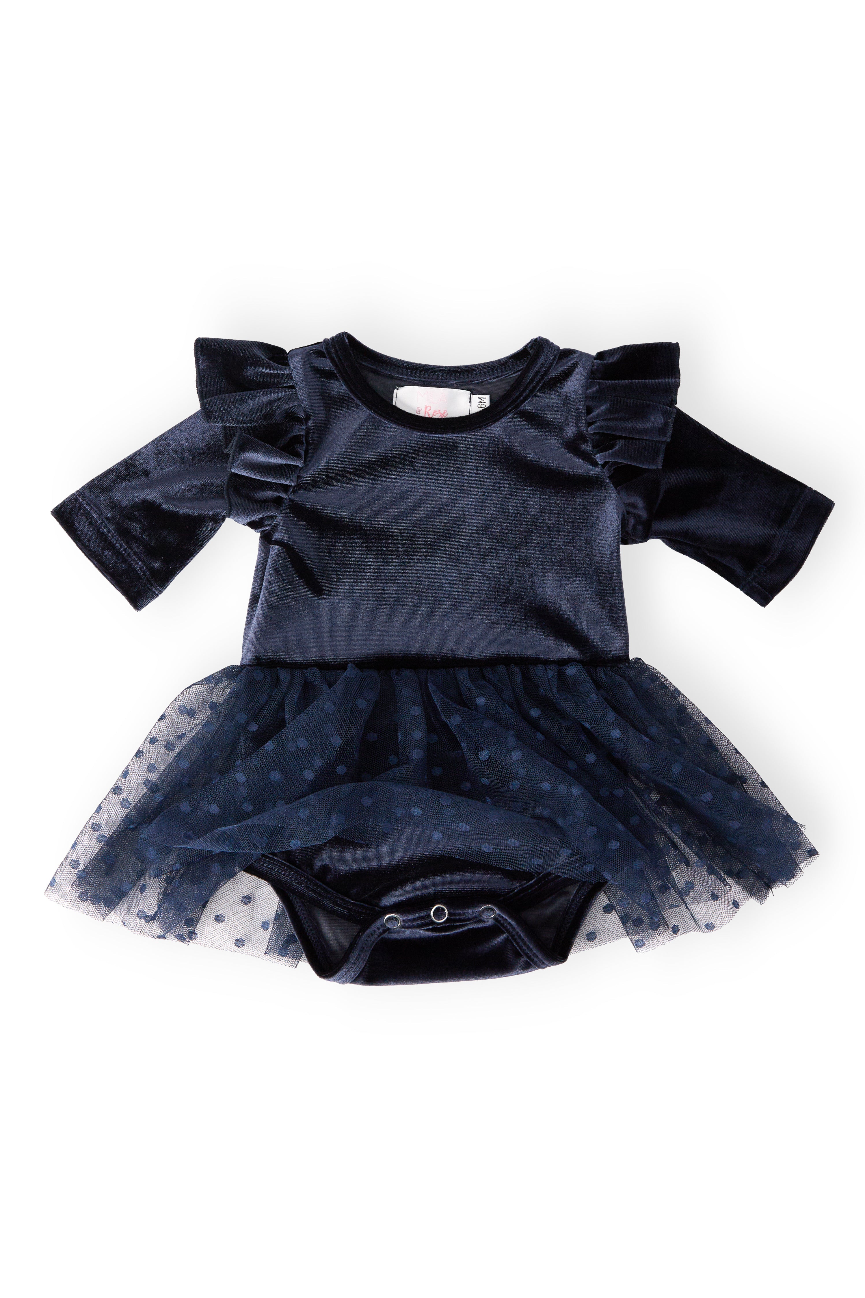 Light Navy Velvet Tutu Bodysuit
