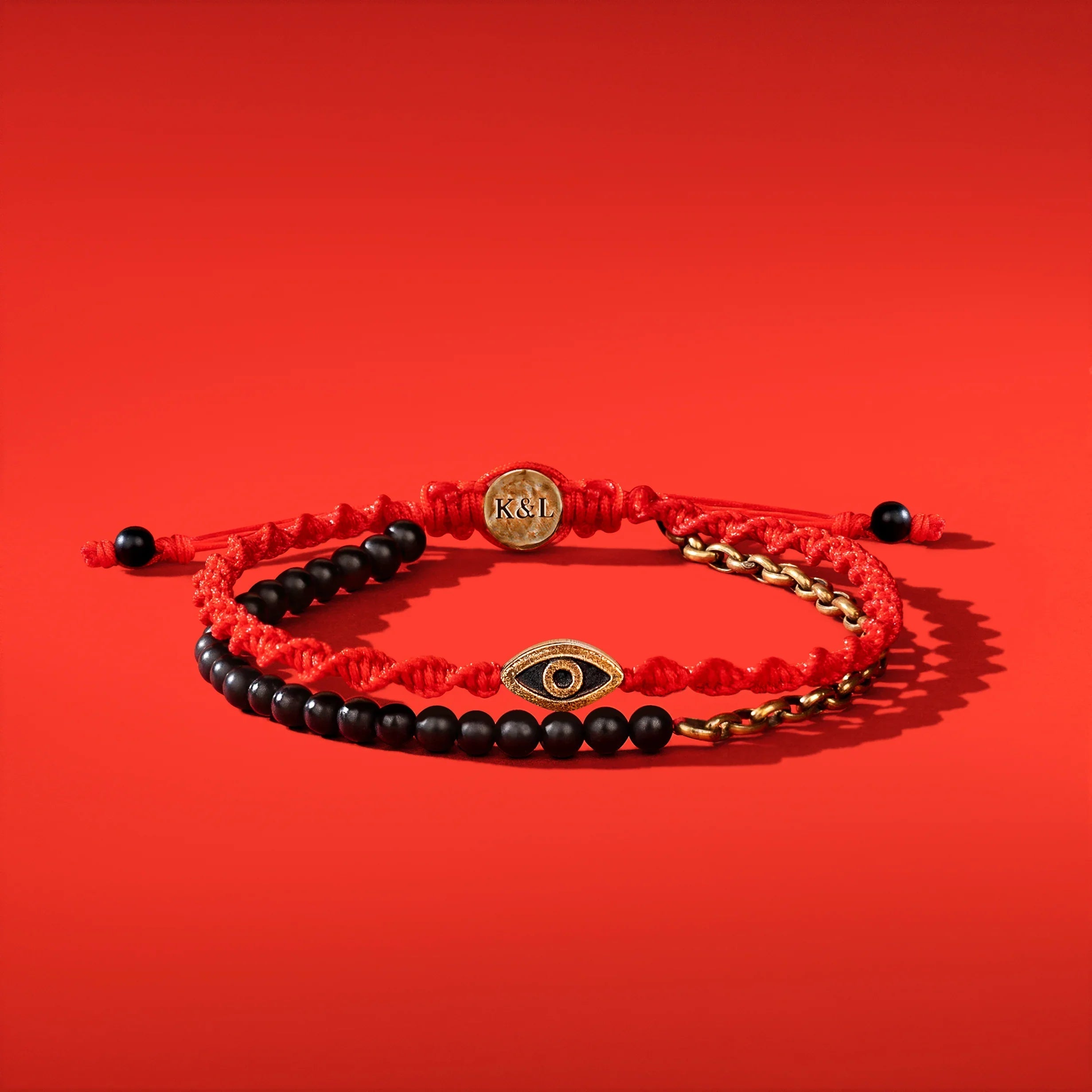 Iridescent Security - Matte Onyx Evil Eye Red String Bracelet