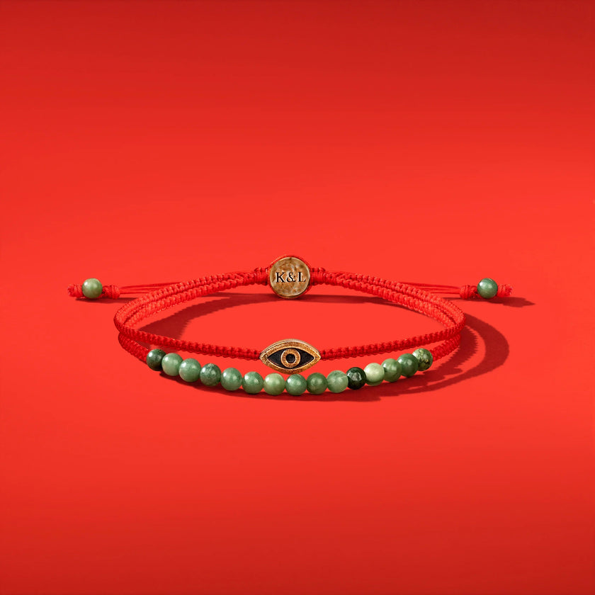 Fiery Luck - Jade Evil Eye Charm Wrap