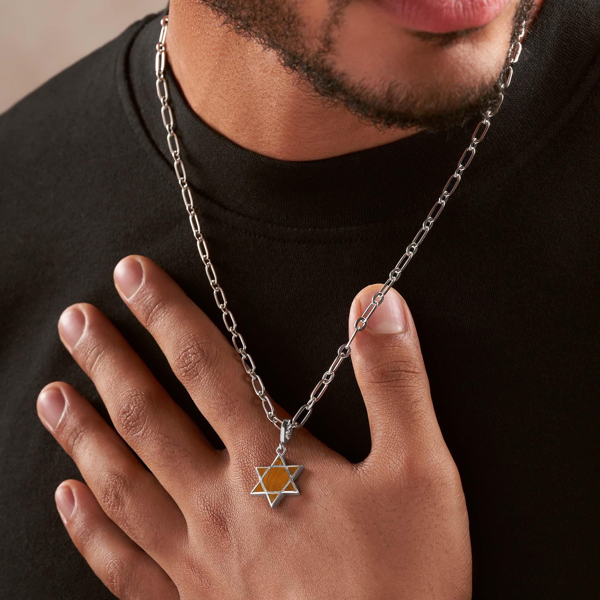 Ancestral Protector - Tiger’s Eye Star of David Charm