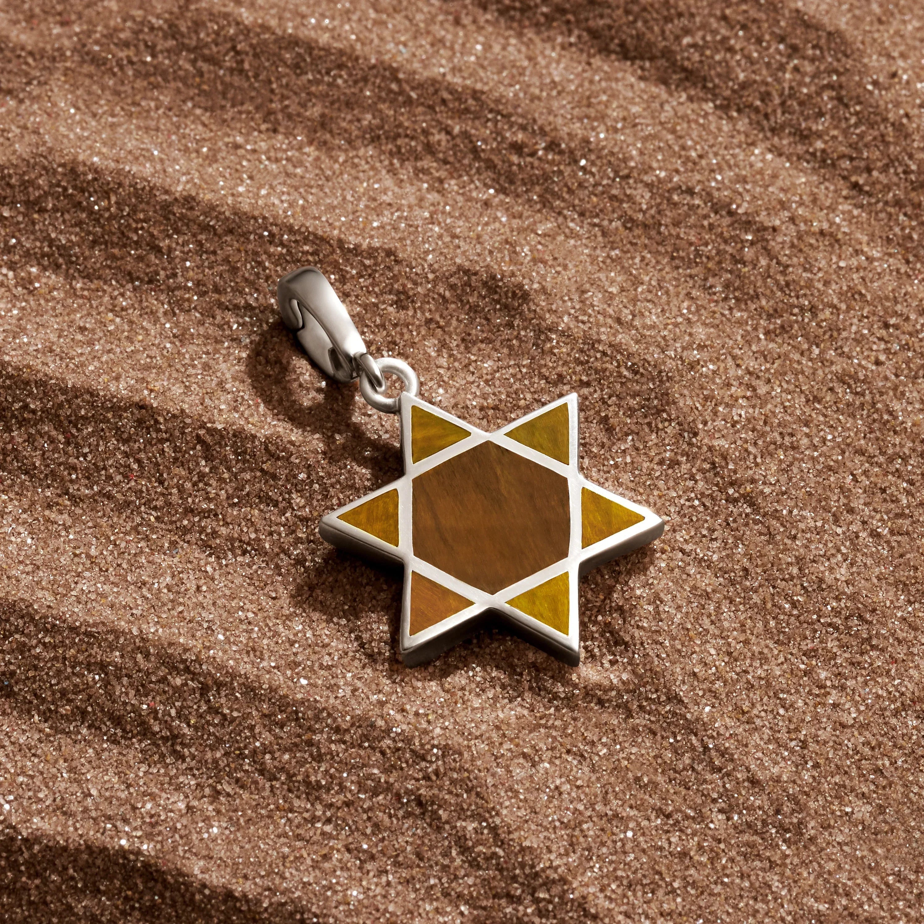 Ancestral Protector - Tiger’s Eye Star of David Charm