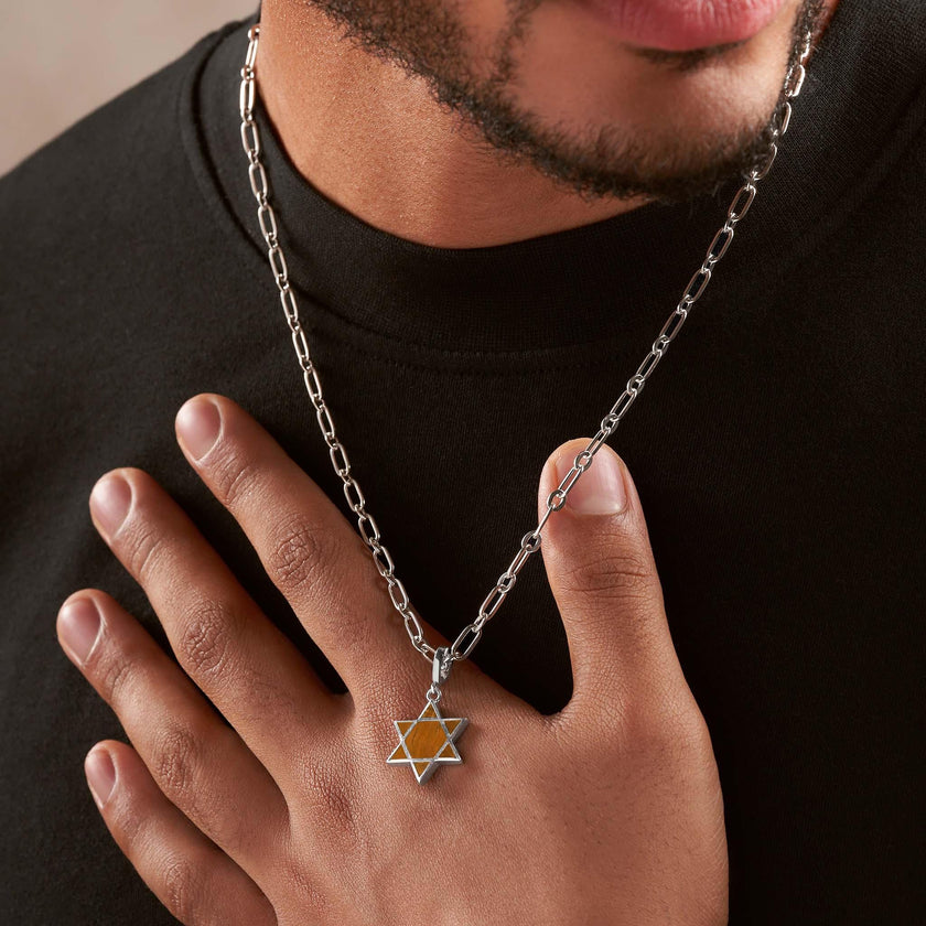 Ancestral Protector - Tiger’s Eye Star of David Charm