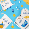 8 Nights of Hanukkah Drawstring Bags - Chanukah Gift - Countdown Calendar Hanukkah Linen Treat Goodie Bags for Kids Festival of Lights Party Favor Bag