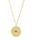Evil Eye CZ Sun Dial Coin Pendant Necklace