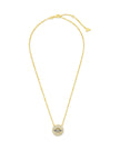 CZ Evil Eye Disk Pendant Necklace