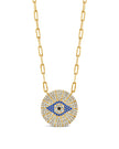 CZ Evil Eye Disk Pendant Necklace