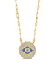 CZ Evil Eye Disk Pendant Necklace