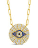 CZ Evil Eye Disk Pendant Necklace
