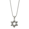 Men's Stainless Steel Antiqued 3D Star of David Necklace, 24 Inch