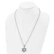 Men's Stainless Steel Antiqued 3D Star of David Necklace, 24 Inch