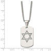 Stainless Steel & CZ Small Star of David Dog Tag Necklace, 22 Inch