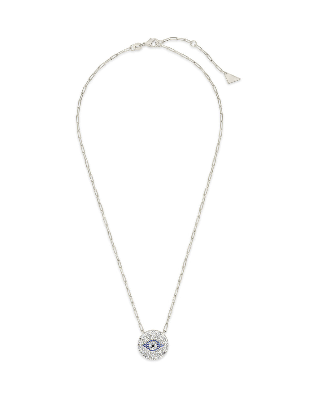 CZ Evil Eye Disk Pendant Necklace