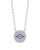 CZ Evil Eye Disk Pendant Necklace