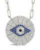 CZ Evil Eye Disk Pendant Necklace