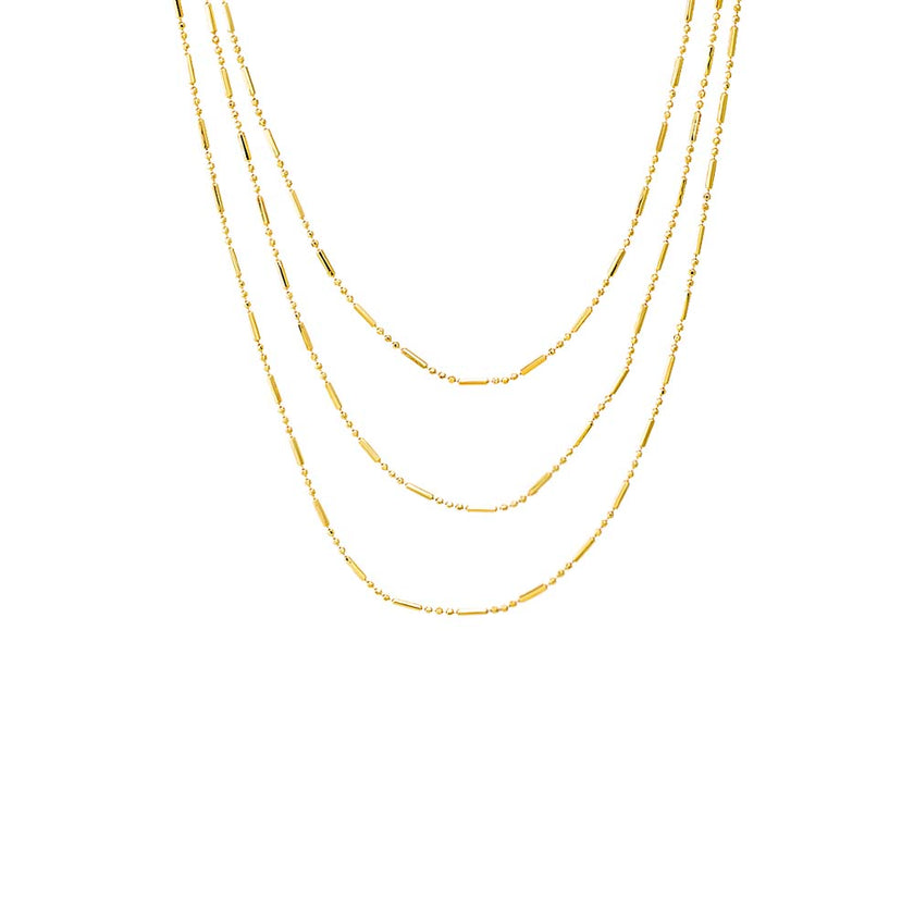 Solid Bar X Ball Chain Necklace