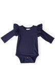 Navy L/S Flutter Bodysuit