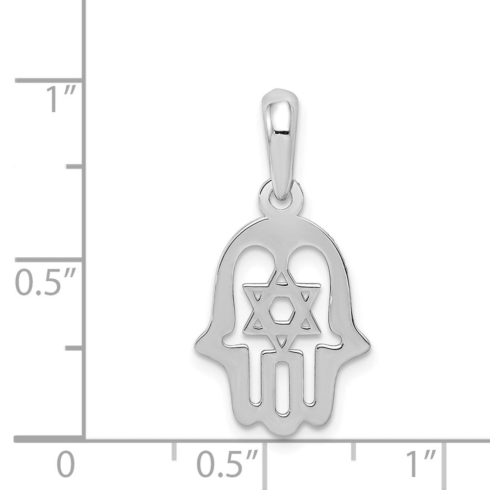 14k White Gold Polished Star of David Chamseh Pendant