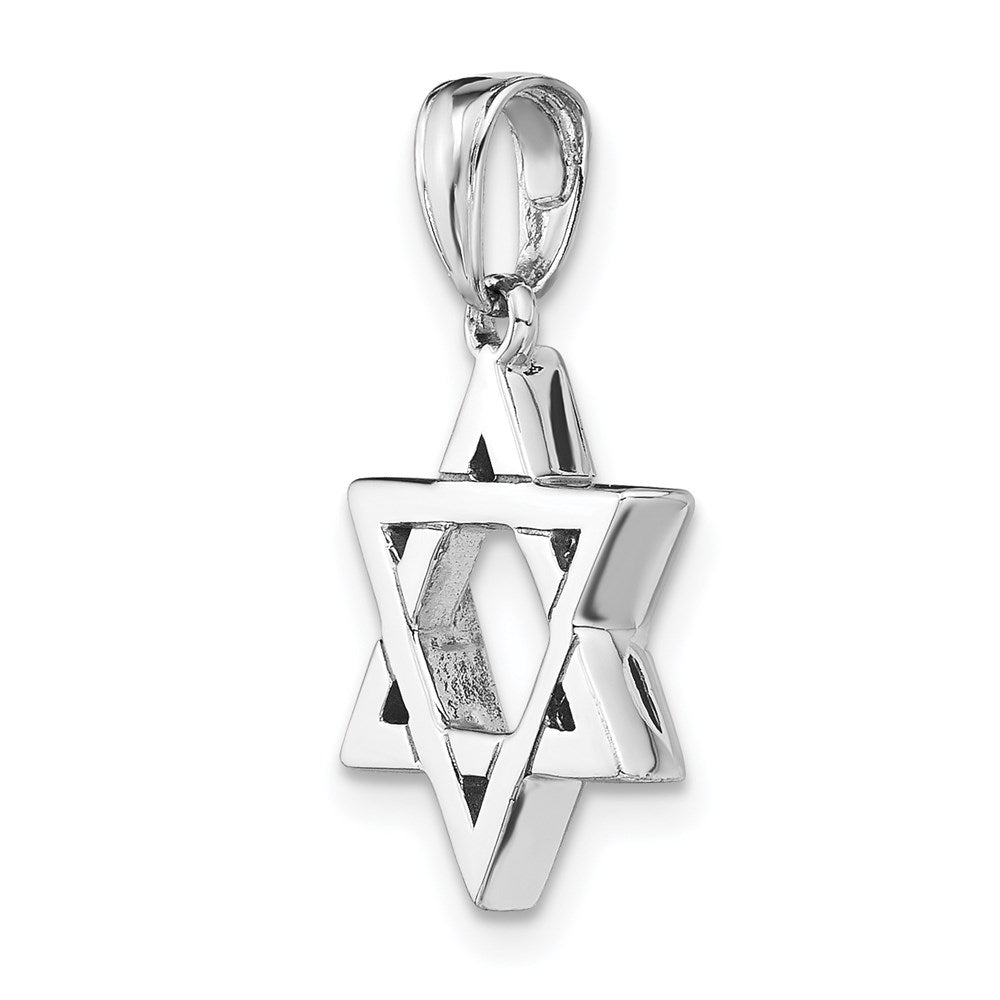 14k White Gold Star of David Pendant, 14mm