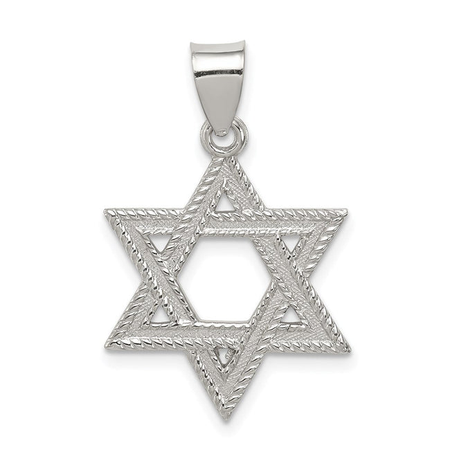 Sterling Silver Satin Textured Star of David Charm or Pendant