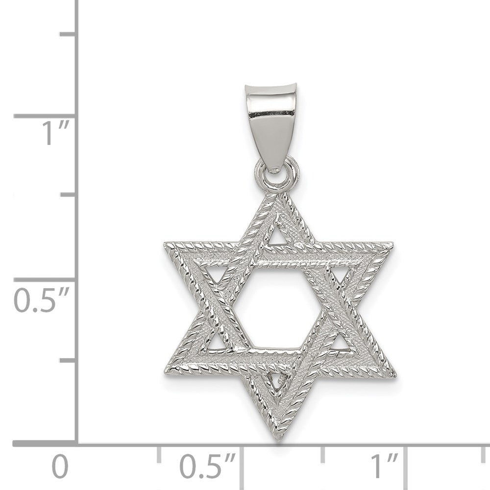 Sterling Silver Satin Textured Star of David Charm or Pendant
