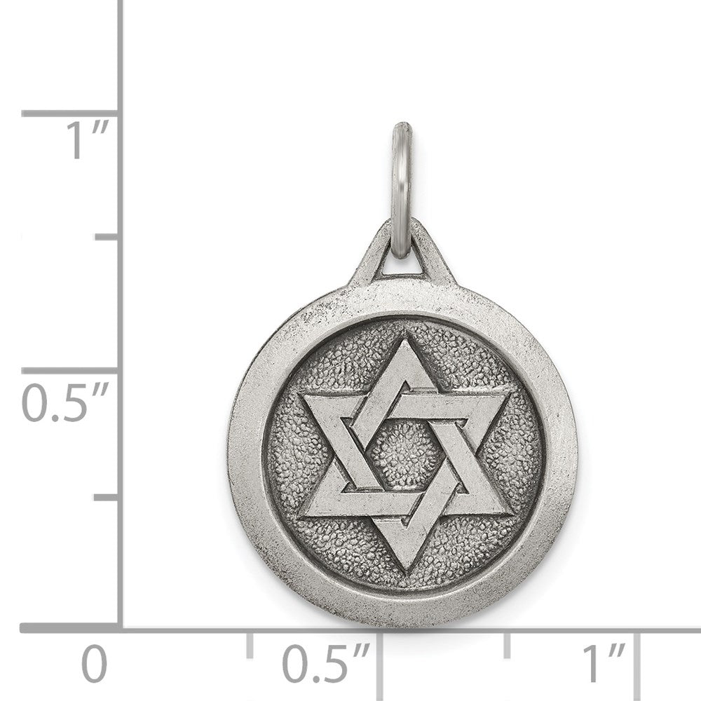 Sterling Silver Antiqued Star of David Medal, 17mm