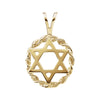 14k Yellow Gold Star of David Circle Pendant, 13mm