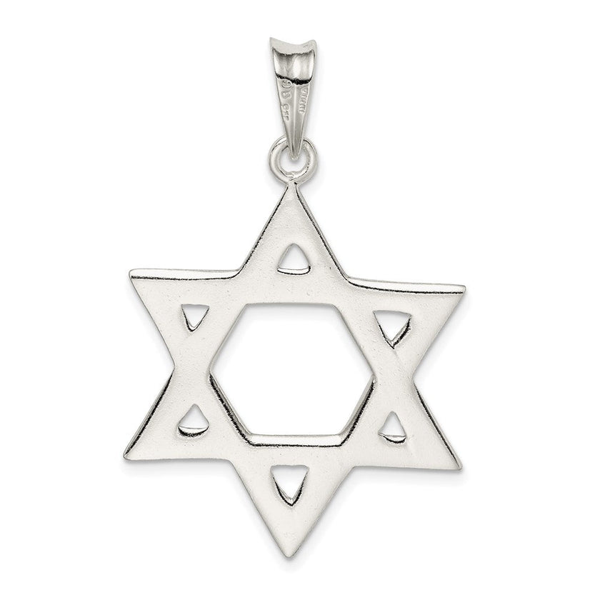 Sterling Silver Large Star Of David Pendant, 28 x 45mm