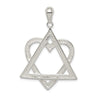 Sterling Silver Star Of David Heart Pendant, 28 x 42mm