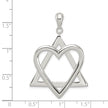 Sterling Silver Star Of David Heart Pendant, 28 x 42mm