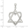 Sterling Silver Star Of David Heart Pendant, 28 x 42mm