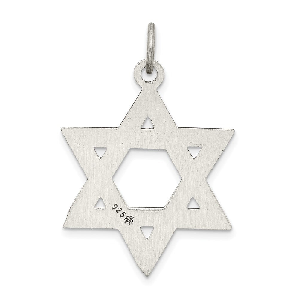 Sterling Silver Antiqued Star of David Pendant, 22 x 25mm (1 Inch)
