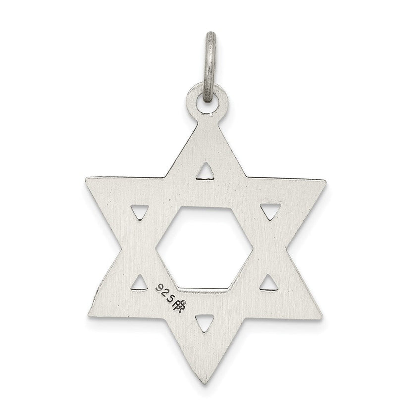 Sterling Silver Antiqued Star of David Pendant, 22 x 25mm (1 Inch)