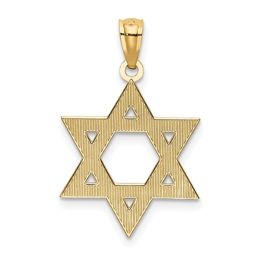 14k Yellow Gold Diamond-Cut Star of David Pendant, 16mm (5/8 Inch)