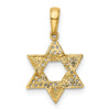 14k Yellow Gold Polished CZ Star of David Pendant, 13mm (1/2 Inch)