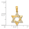 14k Yellow Gold Polished CZ Star of David Pendant, 13mm (1/2 Inch)