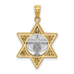 14k Two Tone Gold 3D Star of David & Menorah Pendant, 17 x 27mm