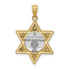 14k Two Tone Gold 3D Star of David & Menorah Pendant, 17 x 27mm