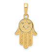 14k Yellow Gold Star of David Hamsa Pendant, 12 x 25mm