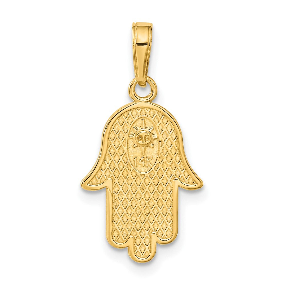 14k Yellow Gold Star of David Hamsa Pendant, 12 x 25mm