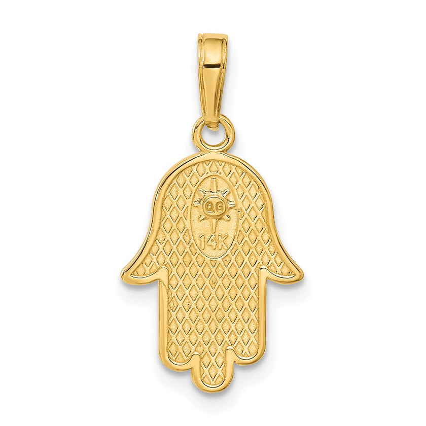 14k Yellow Gold Star of David Hamsa Pendant, 12 x 25mm