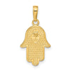 14k Yellow Gold Star of David Hamsa Pendant, 12 x 25mm