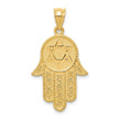 14k Yellow Gold Star of David Hamsa Pendant, 18 x 26mm