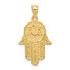 14k Yellow Gold Star of David Hamsa Pendant, 18 x 26mm