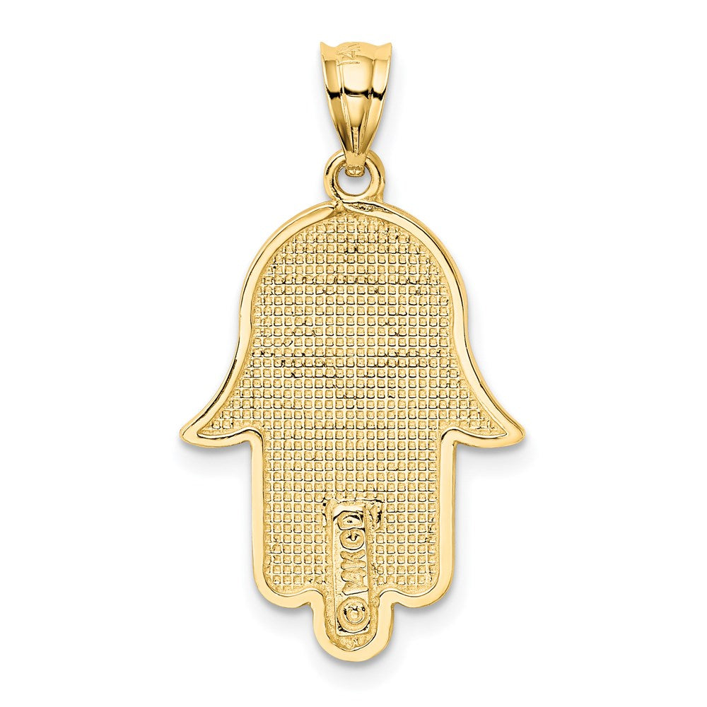 14k Yellow Gold Star of David Hamsa Pendant, 18 x 26mm
