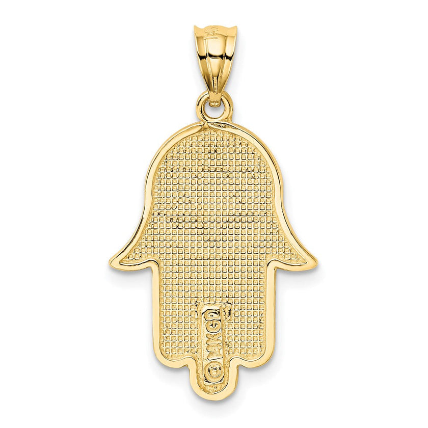 14k Yellow Gold Star of David Hamsa Pendant, 18 x 26mm
