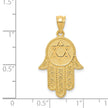 14k Yellow Gold Star of David Hamsa Pendant, 18 x 26mm
